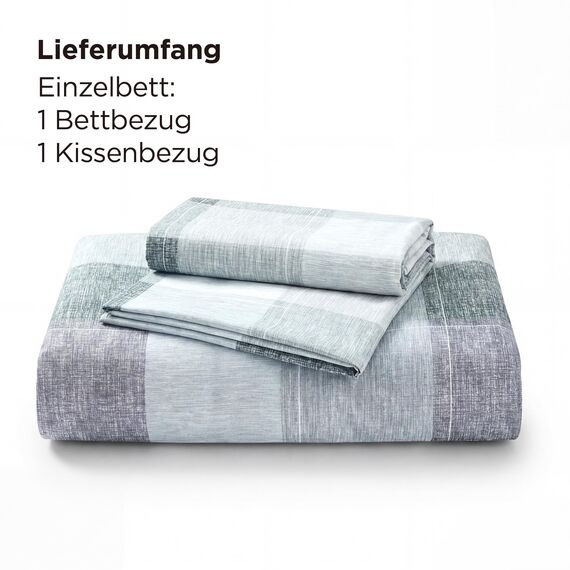 BEDSURE Bettwäsche 135x200 2teilig Bettbezug - Bettwäsche-Sets 135 x 200 cm mit Kissenbezug 80x80 cm, ÖKO-TEX Wendebettwäsche Bedding Blau Plaid Kariert Muster für Einzelbett mit Reißverschluss