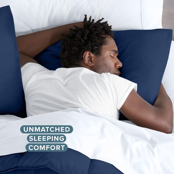Bare Home Bettbezug-Set Emperor Größe – Premium 1800 Ultraweiches Bettbezug-Set – leicht – kühlender Bettbezug – Bettbezug mit 2 Kissenbezügen (Kaiser, Dunkelblau)