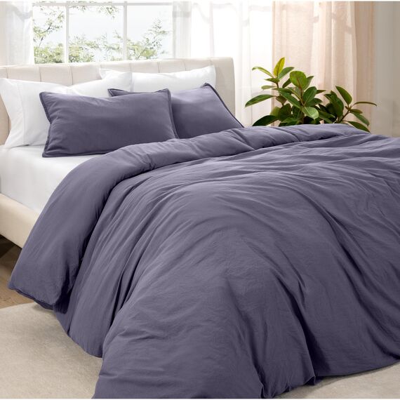 Bare Home Sandgewaschenes Bettbezug- und Kissenbezug-Set, Einzelbett, Premium 1800, ultraweich, leicht, kühlender Bettbezug, Bettbezug mit 1 Kissenbezug (Einzelbett, Sandwash Dusty Purple)