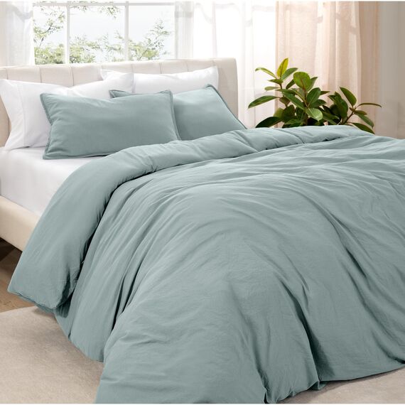 Bare Home Sandwashed Premium 1800 ultraweiches, leichtes kühlendes Bettbezug-Set und Kissenbezüge (Doppelbettgröße, Sandwaschschiefer)