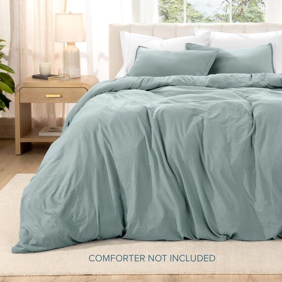 Bare Home Sandwashed Premium 1800 ultraweiches, leichtes kühlendes Bettbezug-Set und Kissenbezüge (Doppelbettgröße, Sandwaschschiefer)