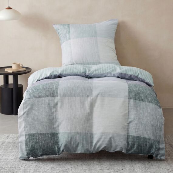 BEDSURE Bettwäsche 135x200 2teilig Bettbezug - Bettwäsche-Sets 135 x 200 cm mit Kissenbezug 80x80 cm, ÖKO-TEX Wendebettwäsche Bedding Blau Plaid Kariert Muster für Einzelbett mit Reißverschluss
