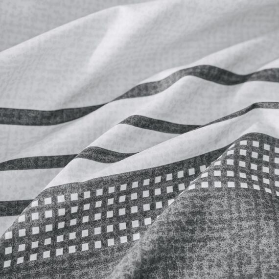 BEDSURE Bettwäsche 135x200 4teilig Bettbezug - Bettwäsche-Sets 135 x 200 cm 2er Set mit 2 Kissenbezüge 80x80cm, ÖKO-TEX Wendebettwäsche Bedding Grau Gestreift Muster mit Reißverschluss