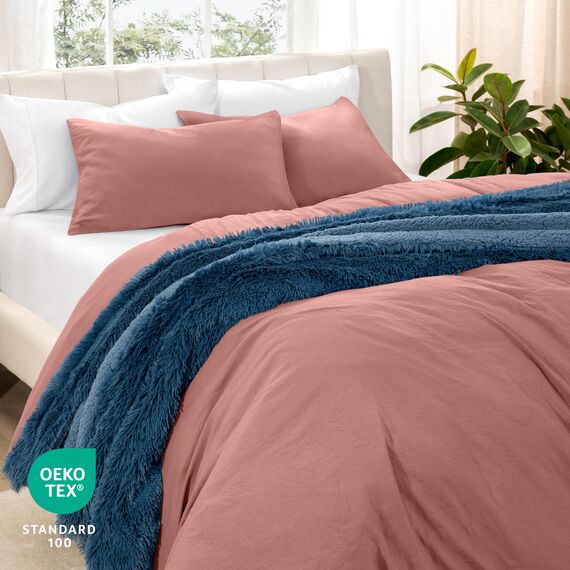 Bare Home Bettbezug-Set für Einzelbett, hochwertiges 1800er-Bettwäsche-Set, leicht, kühlender Bettbezug, Bettbezug mit 1 Kissenbezug (Einzelbett, Sandwash Dusty Rose)