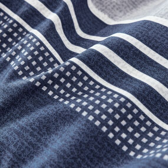 BEDSURE Bettwäsche 135x200 4teilig Bettbezug - Bettwäsche-Sets 135 x 200 cm 2er Set mit 2 Kissenbezüge 80x80cm, ÖKO-TEX Wendebettwäsche Bedding Blau Gestreift Muster mit Reißverschluss