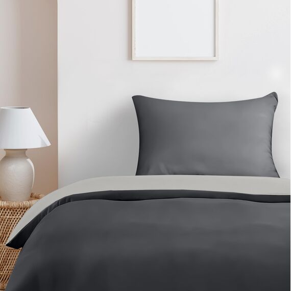 Utopia Bedding Bettwäsche 135x200 Set - Mikrofaser Bettbezug 135x200 cm + 1 Kissenbezug 50x75 cm - Dunkelgrau/Hellgrau