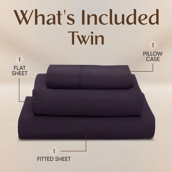 Utopia Bedding Bettwäsche-Set für Twin-Bett, 3-teilig, gebürstete Mikrofaser, schrumpft und lichtbeständig, pflegeleicht (Twin-Size-Bett, Lila)