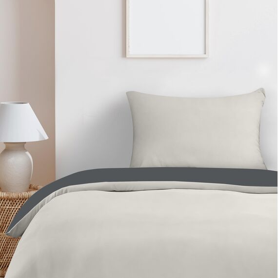 Utopia Bedding Bettwäsche 135x200 Set - Mikrofaser Bettbezug 135x200 cm + 1 Kissenbezug 50x75 cm - Dunkelgrau/Hellgrau