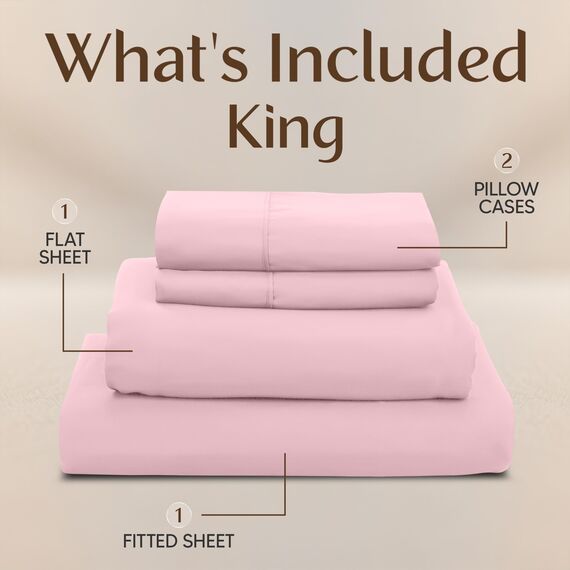 Utopia Bedding Bettwäsche-Set für Kingsize-Bett, 4-teilige Bettwäsche, Gebürstete Mikrofaser, Schrumpf- und lichtbeständig, Pflegeleicht (Kristallrosa)