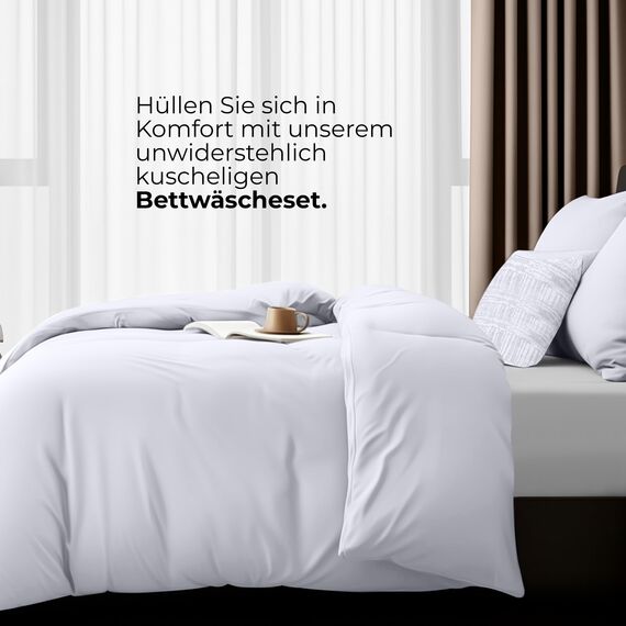 Utopia Bedding Bettwäsche 135x200 4teilig - Mikrofaser 2 Bettbezug 135x200 cm + 2 Kissenbezüge 80x80 cm - Weiß