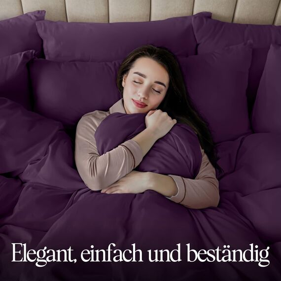 Utopia Bedding Bettwäsche 135x200 Set - Mikrofaser Bettbezug 135x200 cm + 1 Kissenbezug 80x80 cm - Lila