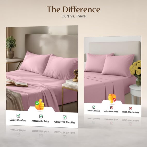 Utopia Bedding Bettwäsche-Set für Kingsize-Bett, 4-teilige Bettwäsche, Gebürstete Mikrofaser, Schrumpf- und lichtbeständig, Pflegeleicht (Kristallrosa)