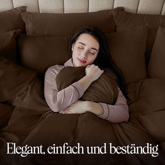 Utopia Bedding Bettwäsche 135x200 Set - Mikrofaser Bettbezug 135x200 cm + 1 Kissenbezug 80x80 cm - Braun