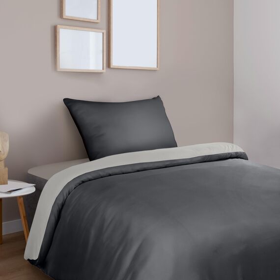 Utopia Bedding Bettwäsche 135x200 Set - Mikrofaser Bettbezug 135x200 cm + 1 Kissenbezug 50x75 cm - Dunkelgrau/Hellgrau