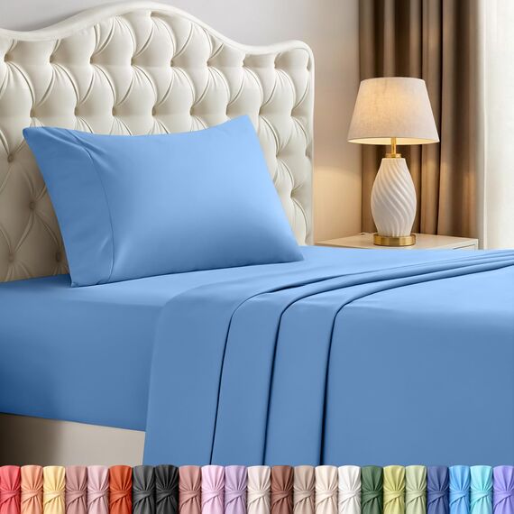 Utopia Bedding Bettwäsche-Set für Einzelbett – 3-teiliges Bettwäsche-Set, weiche und atmungsaktive Mikrofaser, enthält 1 Spannbetttuch, 1 Bettlaken und 1 Kopfkissenbezug (Dutch-Blau)