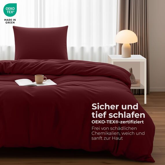 Utopia Bedding Bettwäsche 135x200 Set - Mikrofaser Bettbezug 135x200 cm + 1 Kissenbezug 80x80 cm - Burgund