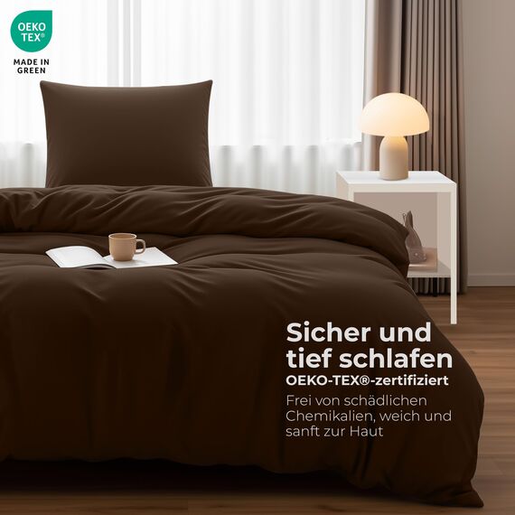 Utopia Bedding Bettwäsche 135x200 Set - Mikrofaser Bettbezug 135x200 cm + 1 Kissenbezug 80x80 cm - Braun