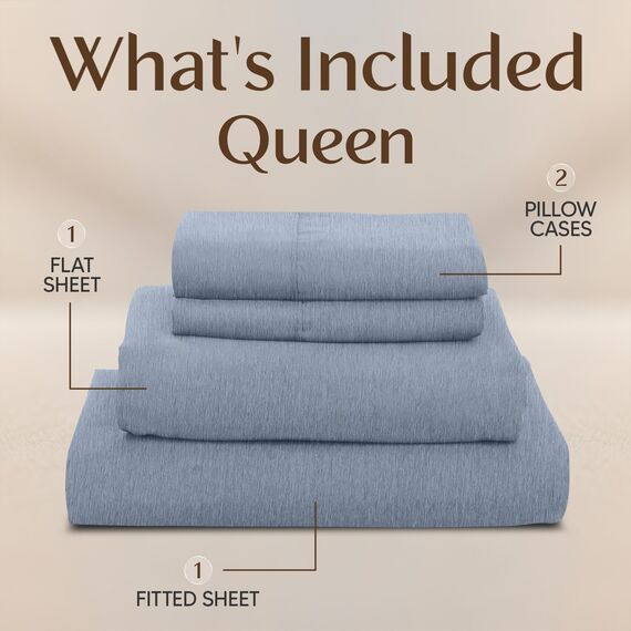 Utopia Bedding Queensize-Bettlaken-Set, 4-teiliges Bettlaken für Queen-Size-Bett, weiche und atmungsaktive Mikrofaser, enthält 1 Spannbetttuch, 1 Bettlaken und 2 Kissenbezüge (Heather Navy)