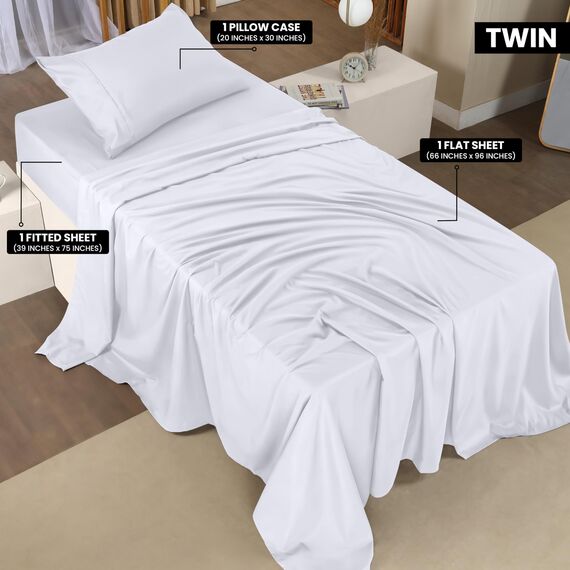 Utopia Bedding Bettwäsche-Set für Twin-Bett, 2er-Pack Bettwäsche-Sets, ideal für Spas, Hotels und Gästezimmer, gebürstete Mikrofaser, schrumpf- und lichtbeständig, pflegeleicht (weiß)