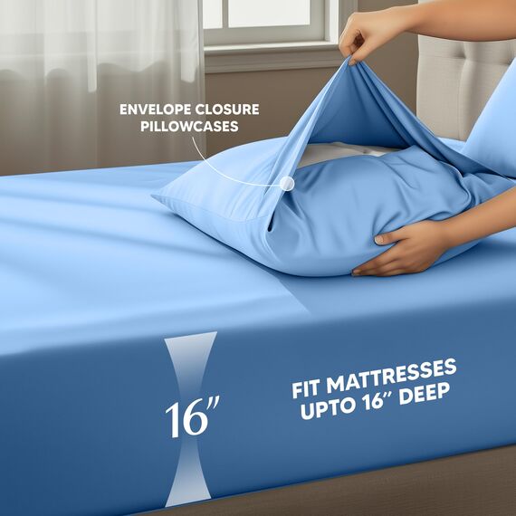 Utopia Bedding Bettlaken Set - Polyester-Microfaser, Spannbettlaken, Bettlaken und Kissenbezüge
