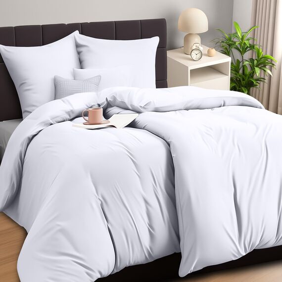 Utopia Bedding Bettwäsche 135x200 4teilig - Mikrofaser 2 Bettbezug 135x200 cm + 2 Kissenbezüge 80x80 cm - Weiß
