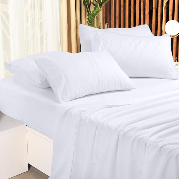 Utopia Bedding Queen-Size-Bettwäsche-Set, Großpackung mit 2 Bettlaken-Sets, perfekt für Spa, Hotel und Gästezimmer, gebürstete Mikrofaser, schrumpf- und lichtbeständig, pflegeleicht, Weiß