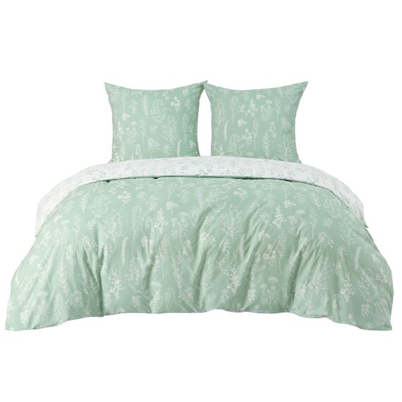 BEDSURE Bettwäsche 200x200 3teilig Bettbezug - Bettwäsche-Sets 200 x 200 cm mit 2 Kissenbezüge 80x80 cm, ÖKO-TEX Wendebettwäsche Bedding Grün Pflanzen Blätter Muster für Doppelbett mit Reißverschluss
