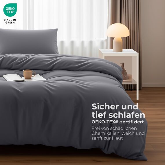 Utopia Bedding Bettwäsche 135x200 Set - Mikrofaser Bettbezug 135x200 cm + 1 Kissenbezug 50x75 cm - Grau