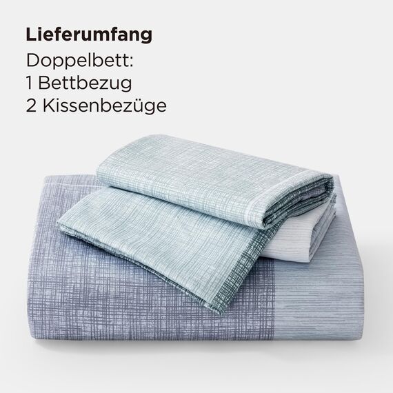 BEDSURE Bettwäsche 200x200 3teilig Bettbezug - Bettwäsche-Sets 200 x 200 cm mit 2 Kissenbezüge 80x80 cm, ÖKO-TEX Wendebettwäsche Bedding Blau Plaid Kariert Muster für Doppelbett mit Reißverschluss