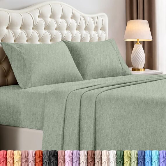 Utopia Bedding Queensize-Bettlaken-Set, 4-teiliges Bettlaken für Queen-Size-Bett, weiche und atmungsaktive Mikrofaser, enthält 1 Spannbetttuch, 1 Bettlaken und 2 Kissenbezüge (Heather Sage)