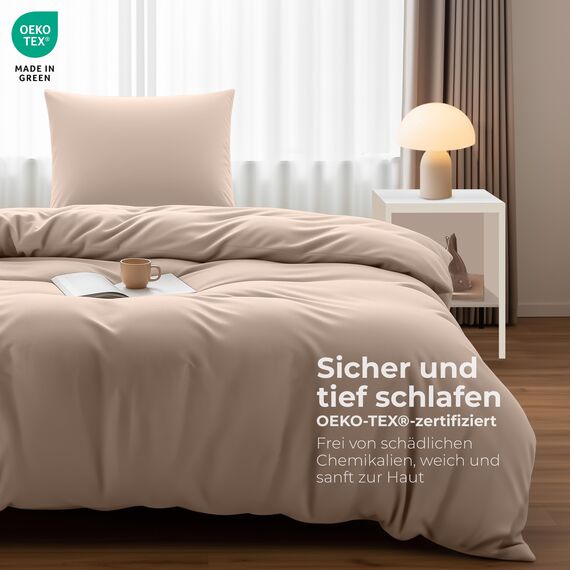 Utopia Bedding Bettwäsche 135x200 Set - Mikrofaser Bettbezug 135x200 cm + 1 Kissenbezug 80x80 cm - Beige