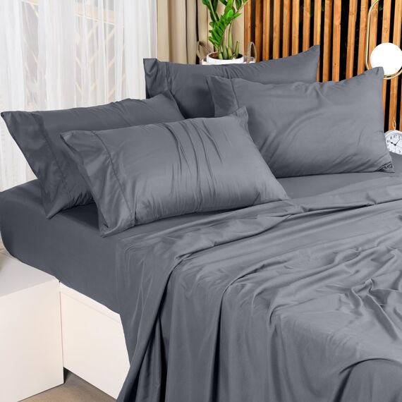 Utopia Bedding King-Size-Bettwäsche-Set, Packung mit 2 Bettlaken-Sets, perfekt für Spa, Hotel und Gästezimmer, gebürstete Mikrofaser, schrumpf- und lichtbeständig, pflegeleicht, Grau
