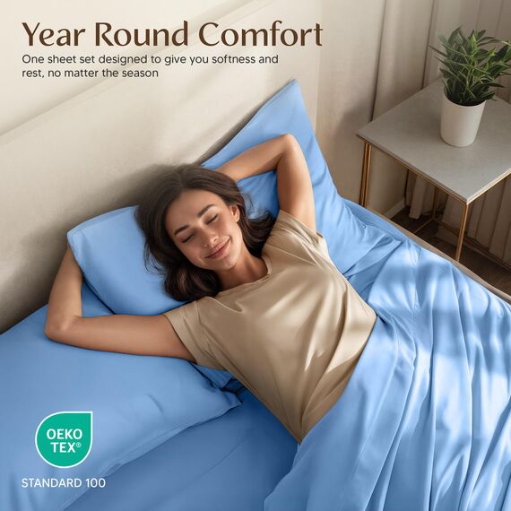 Utopia Bedding Bettwäsche-Set für Einzelbett – 3-teiliges Bettwäsche-Set, weiche und atmungsaktive Mikrofaser, enthält 1 Spannbetttuch, 1 Bettlaken und 1 Kopfkissenbezug (Dutch-Blau)