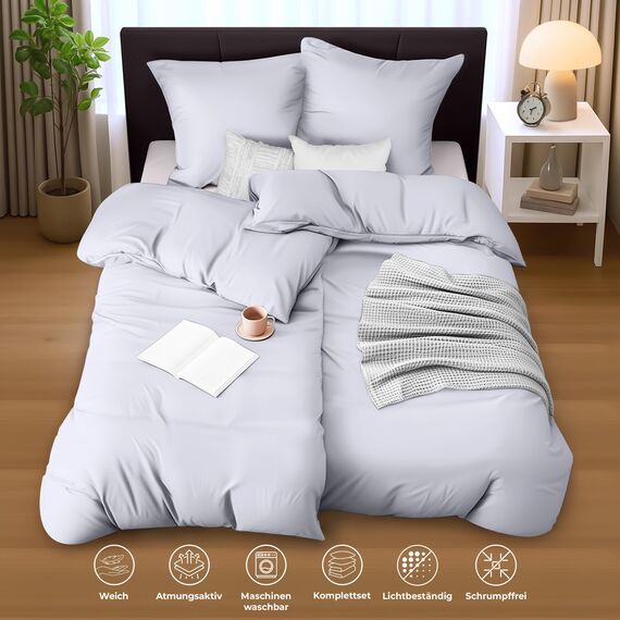 Utopia Bedding Bettwäsche 135x200 4teilig - Mikrofaser 2 Bettbezug 135x200 cm + 2 Kissenbezüge 80x80 cm - Weiß