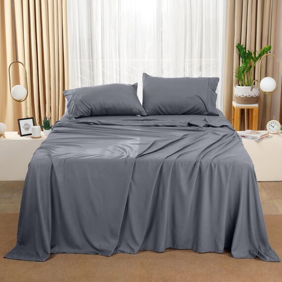 Utopia Bedding Queen-Bettwäsche-Set, Großpackung mit 2 Bettlaken-Sets, perfekt für Spa, Hotel und Gästezimmer, gebürstete Mikrofaser, schrumpf- und lichtbeständig, pflegeleicht, Grau
