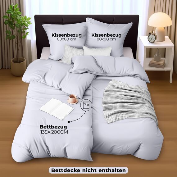 Utopia Bedding Bettwäsche 135x200 4teilig - Mikrofaser 2 Bettbezug 135x200 cm + 2 Kissenbezüge 80x80 cm - Weiß