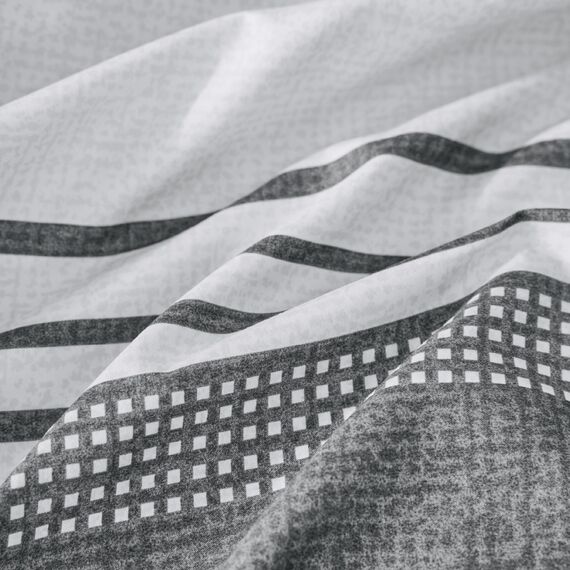 BEDSURE Bettwäsche 220x240 3teilig Bettbezug - Bettwäsche-Sets Grau 220 x 240 cm mit 2 Kissenbezüge 80x80 cm, ÖKO-TEX Wendebettwäsche Bedding Grau Gestreift Muster mit Reißverschluss