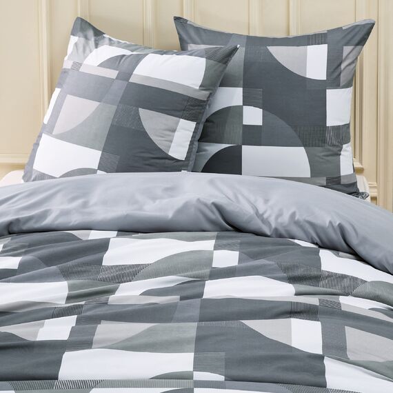 BEDSURE Bettwäsche 200x200 3teilig Bettbezug - Bettwäsche-Sets 200 x 200 cm mit 2 Kissenbezüge 80x80 cm, ÖKO-TEX Wendebettwäsche Bedding Grau Geometrie Muster für Doppelbett mit Reißverschluss