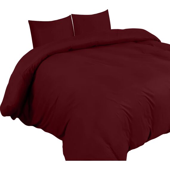 Utopia Bedding Bettwäsche 220x240 Set - Mikrofaser Bettbezug 240x220 cm + 2 Kissenbezüge 65x65 cm - Burgund