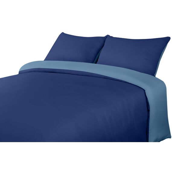 Utopia Bedding Bettwäsche 200x200 Set - Mikrofaser Bettbezug 200x200 cm + 2 Kissenbezüge 50x75 cm - Marineblau/Hellblau