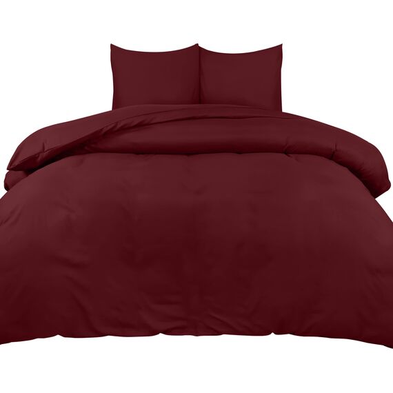 Utopia Bedding Bettwäsche 220x240 Set - Mikrofaser Bettbezug 240x220 cm + 2 Kissenbezüge 65x65 cm - Burgund