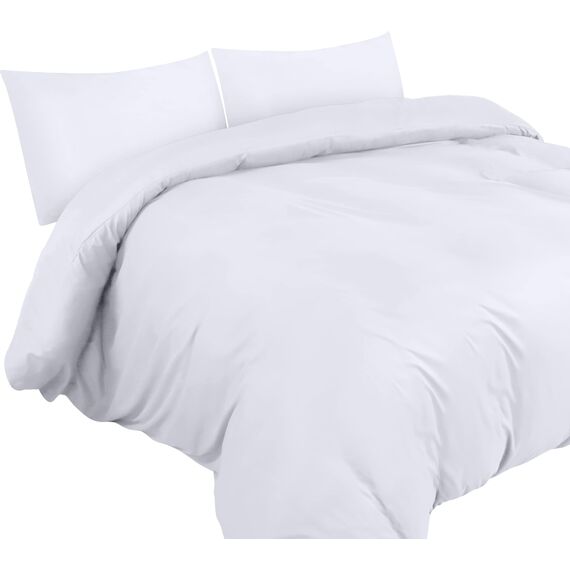Utopia Bedding Bettwäsche Set - Mikrofaser Bettbezug 230x220 cm + 2 Kissenbezüge 50x75 cm - Weiß