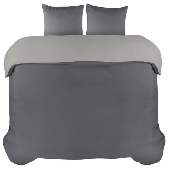 Utopia Bedding Bettwäsche 200x200 Set - Mikrofaser Bettbezug 200x200 cm + 2 Kissenbezüge 80x80 cm - Dunkelgrau/Hellgrau