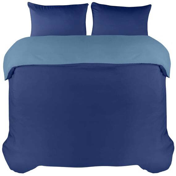 Utopia Bedding Bettwäsche 200x200 Set - Mikrofaser Bettbezug 200x200 cm + 2 Kissenbezüge 50x75 cm - Marineblau/Hellblau