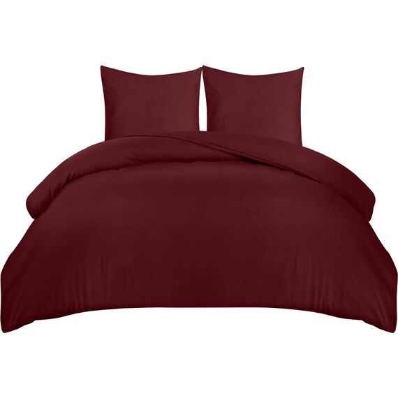 Utopia Bedding Bettwäsche 220x240 Set - Mikrofaser Bettbezug 240x220 cm + 2 Kissenbezüge 65x65 cm - Burgund