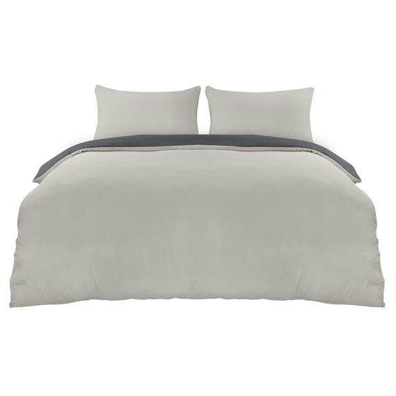 Utopia Bedding Bettwäsche 200x200 Set - Mikrofaser Bettbezug 200x200 cm + 2 Kissenbezüge 50x75 cm - Dunkelgrau/Hellgrau