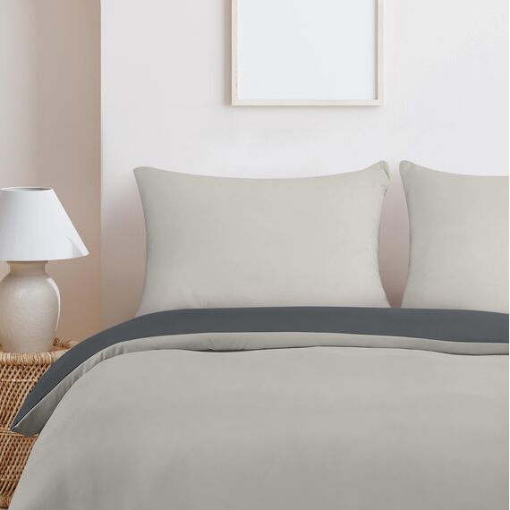 Utopia Bedding Bettwäsche 200x200 Set - Mikrofaser Bettbezug 200x200 cm + 2 Kissenbezüge 50x75 cm - Dunkelgrau/Hellgrau