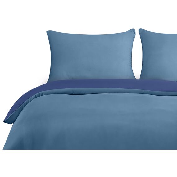 Utopia Bedding Bettwäsche 200x200 Set - Mikrofaser Bettbezug 200x200 cm + 2 Kissenbezüge 50x75 cm - Marineblau/Hellblau