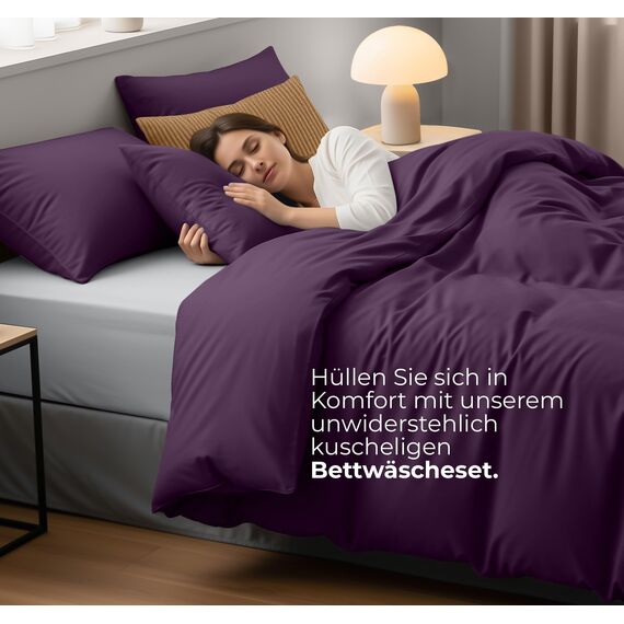 Utopia Bedding Bettwäsche 200x200 Set - Mikrofaser Bettbezug 200x200 cm + 2 Kissenbezüge 50x75 cm - Lila