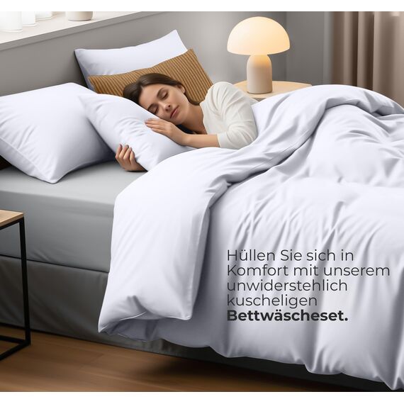 Utopia Bedding Bettwäsche 200x200 Set - Mikrofaser Bettbezug 200x200 cm + 2 Kissenbezüge 50x75 cm - Weiß
